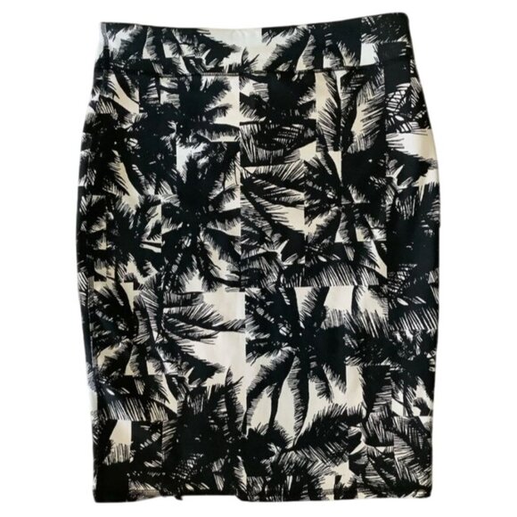 Fabletics Cora Stretch Pencil Skirt Hawaiian Tropical Black & White Midi Small - Picture 3 of 7